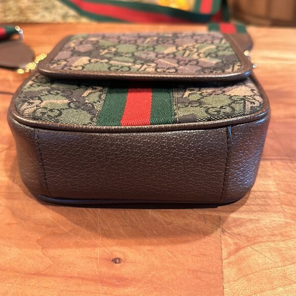 GUCCI X PALACE GG P Canvas Monogram Web Camouflage Flap Messenger (Unisex) - Picture 5 of 13